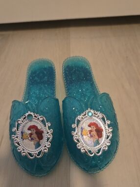 Girls' Teal Glitter Jelly Heels with Disney's The Little  Mermaid Medallion